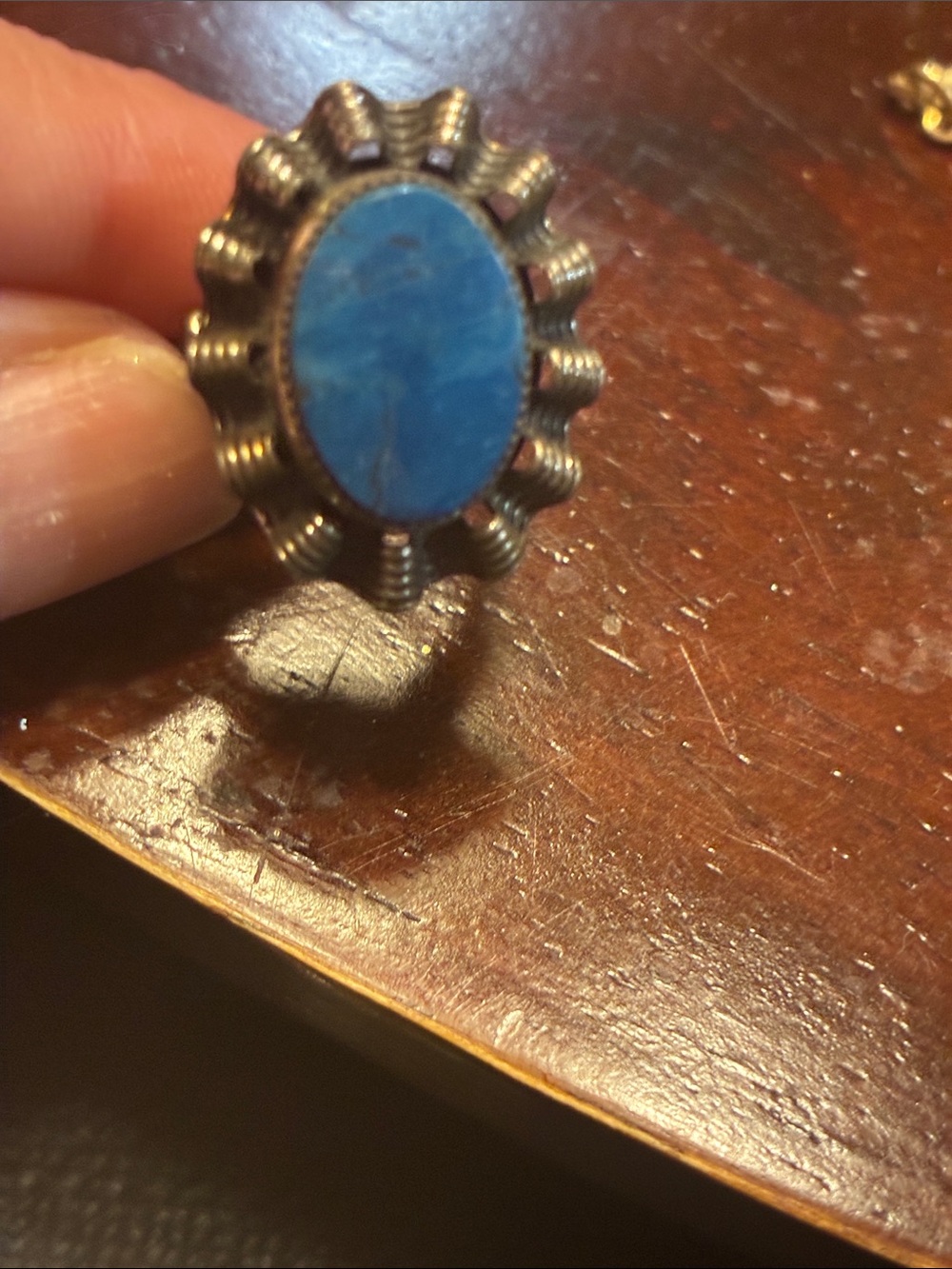 Turquoise Oval Stone Statement Ring  sterling